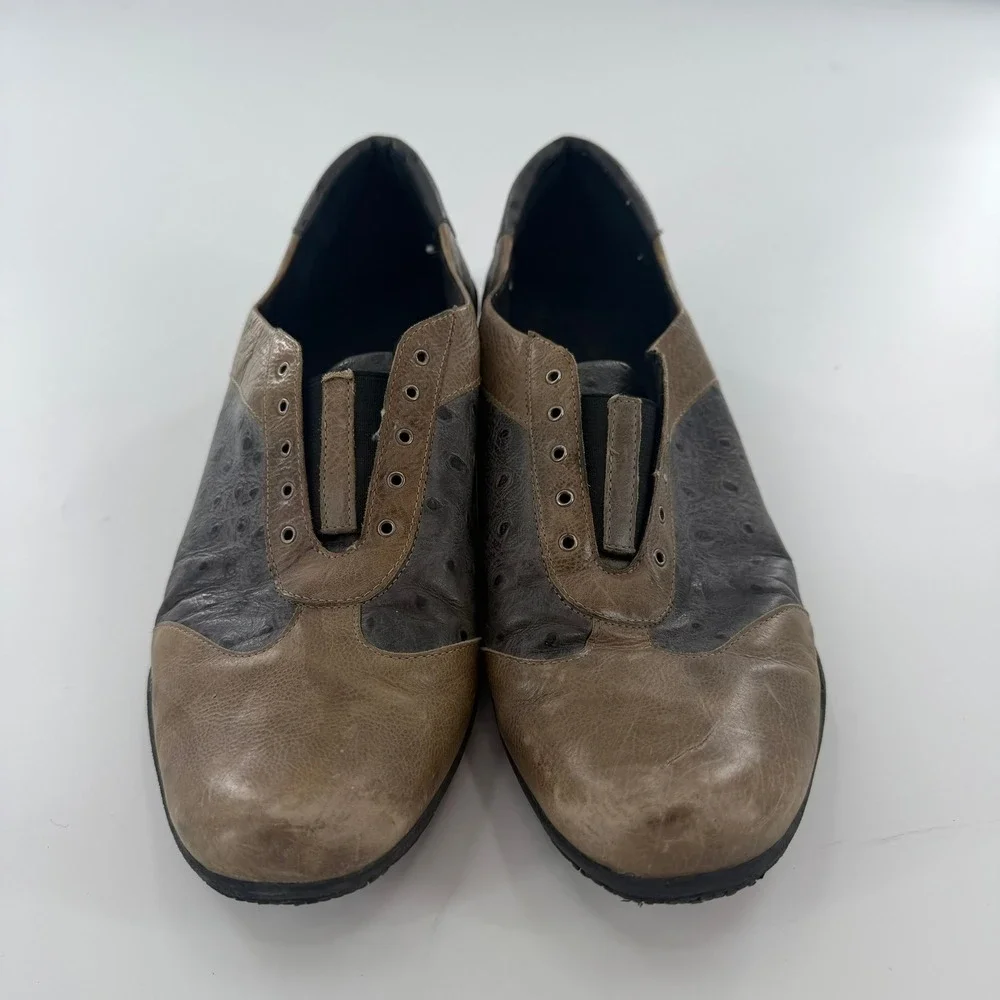 Unbranded Ostrich Embossed Leather Slip On Sneakers Women 11 Brown Good Laceless